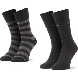 Sada 2 párů vysokých ponožek unisex Tom Tailor 9545 Black 610
