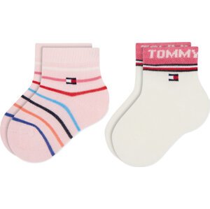 Sada 2 párů dětských nízkých ponožek Tommy Hilfiger 701218359 Pink Combo 002