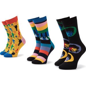 Sada 3 párů vysokých ponožek unisex Happy Socks XBEA08-0100 Barevná