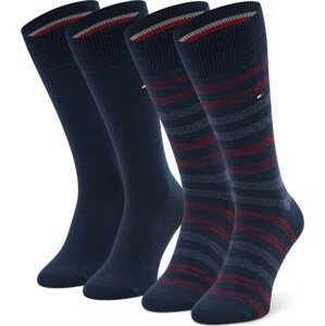Sada 2 párů pánských vysokých ponožek Tommy Hilfiger 472001001 Navy/Red 047