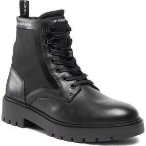 Turistická obuv Calvin Klein Jeans Military Boot Mix Material YM0YM00409 Triple Black 0GL