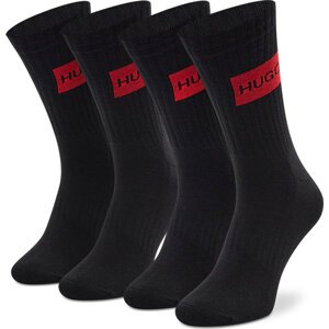 Sada 2 párů pánských vysokých ponožek Hugo 2P Qs Rib Label Cc 50458304 001