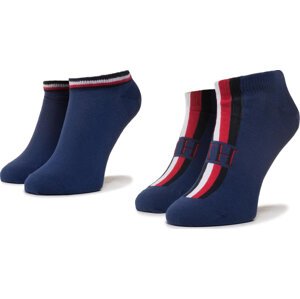 Sada 2 párů nízkých ponožek unisex Tommy Hilfiger 320204001 Bright Blue 004