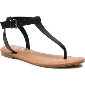 Sandály Tommy Jeans Essential Toe Post Flat Sandal EN0EN01316 Black BDS