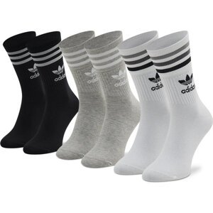 Sada 3 párů vysokých ponožek unisex adidas Mid Cut Crw Sck HC9554 White/Gray/Black