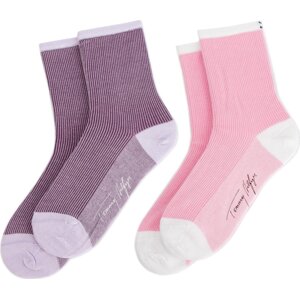 Sada 2 párů dámských vysokých ponožek Tommy Hilfiger 393005001 Lilac Hint 027