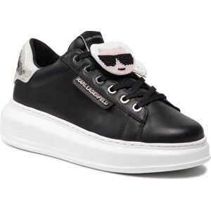 Sneakersy KARL LAGERFELD KL62576A Black Lthr W/Silver