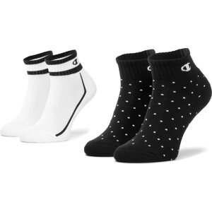 Sada 2 párů dámských nízkých ponožek Champion CH0008SV 8WV Black/White