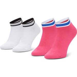 Sada 2 párů dámských nízkých ponožek Calvin Klein 100001900 Pink Combo 003