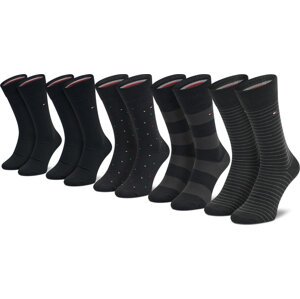 Sada 5 párů pánských vysokých ponožek Tommy Hilfiger 701210550 Black 002