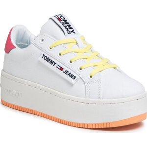 Tenisky Tommy Jeans Oversized Label Icon Sneaker EN0EN00787 White/Blush Red/ Melon Orange 0K4