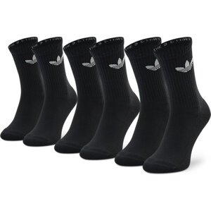 Sada 3 párů vysokých ponožek unisex adidas Cushioned Trefoil HC9547 Black/White