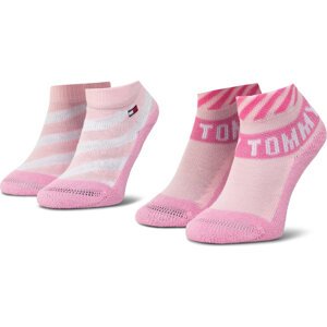 Sada 2 párů dětských nízkých ponožek Tommy Hilfiger 320503001 Pink Combo 024