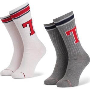 Sada 2 párů vysokých ponožek unisex Tommy Hilfiger 472021001 Middle Grey Melange 758