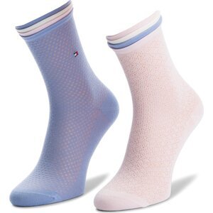 Sada 2 párů dámských vysokých ponožek Tommy Hilfiger 383002001 Lilac Hint 027