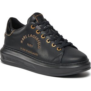 Sneakersy KARL LAGERFELD KL62539F Black Lthr w/Gold 00G