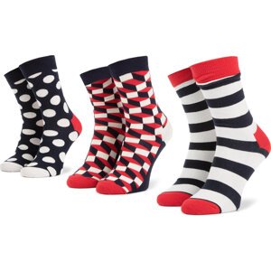 Sada 3 párů vysokých ponožek unisex Happy Socks XSTR08-6000 Tmavomodrá