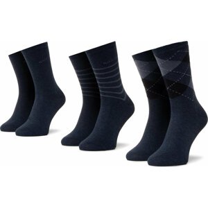 Sada 3 párů dámských vysokých ponožek QUAZI QZ-SOCKS-65-04-WOMAN-002 Tmavomodrá