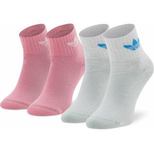 Sada 2 párů dětských vysokých ponožek adidas Anti-Slip HM1696 Bliss Pink/White