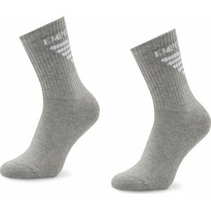 Sada 2 párů dámských vysokých ponožek Emporio Armani 292303 2F258 00047 Melange Pale Grey