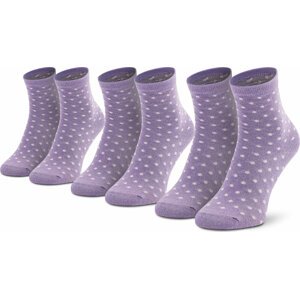 Sada 3 párů dámských vysokých ponožek Pieces Sebby Glitter Long 17114772 Purple Rose