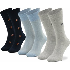 Sada 3 párů pánských vysokých ponožek Tom Tailor 90232 Steel Blue 549
