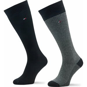 Sada 2 párů pánských vysokých ponožek Tommy Hilfiger 701220248 Black 002