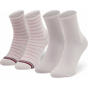 Sada 2 párů dámských vysokých ponožek Tommy Hilfiger 100002817 Pink 003