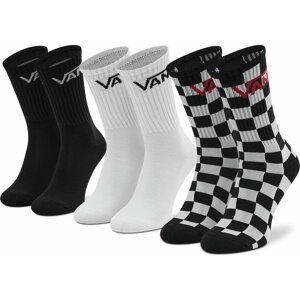Sada 3 párů dětských vysokých ponožek Vans Classic Crew VN000XNQBKC1 Black Checkerbo