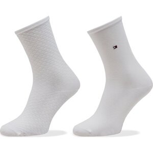 Sada 2 párů dámských vysokých ponožek Tommy Hilfiger 701227563 White 003