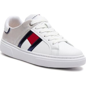 Sneakersy Tommy Hilfiger Flag Low Cut Lace-Up Sneaker T3A9-33201-1355 S White/Silver X025