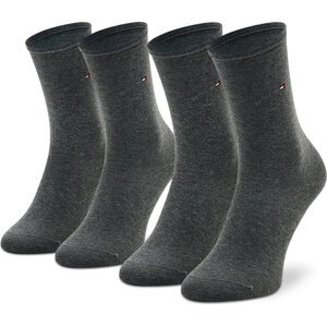 Sada 2 párů dámských vysokých ponožek Tommy Hilfiger 371221 Middle Grey Melange 758