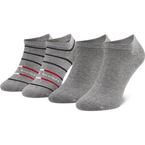 Sada 2 párů pánských nízkých ponožek Tommy Hilfiger 100002211 Mid Grey Melange 004