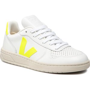 Sneakersy Veja V-10 Leather VX022086 Extra White/Jaune Fluo