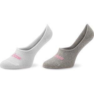 Sada 2 párů dámských ponožek adidas Thin Linear Ballerina IC1295 White/Medium Grey Heather/Bliss Pink