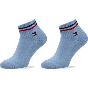 Sada 4 párů nízkých ponožek unisex Tommy Hilfiger 701228177 Light Blue Melange 004