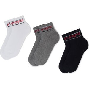 Sada 3 párů nízkých ponožek unisex Pepe Jeans Rib T/Liner North PMU10568 Bílá