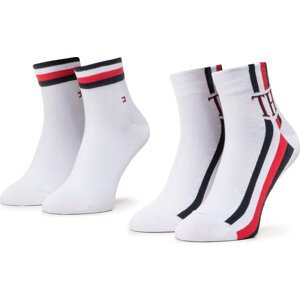 Sada 2 párů pánských vysokých ponožek Tommy Hilfiger 320203001 White 300