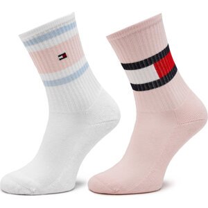 Sada 2 párů dámských vysokých ponožek Tommy Hilfiger 394020001 Pink Combo 029