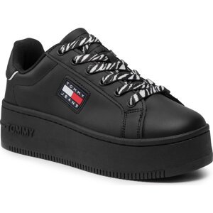 Sneakersy Tommy Jeans Flatform Wild Animal Cupsole EN0EN01655 Black BDS