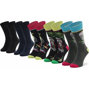 Sada 5 párů pánských vysokých ponožek Jack&Jones Jacmelting Skull Sock 5-Pack 12205273 Black/Safety Yel