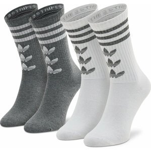 Sada 2 párů vysokých ponožek unisex adidas Trefoil Crew HC9526 White/Grey