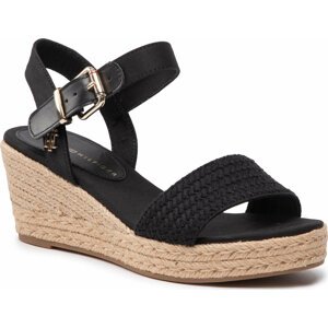 Espadrilky Tommy Hilfiger Th Textured Low Wedge Sandal FW0FW06555 Black BDS