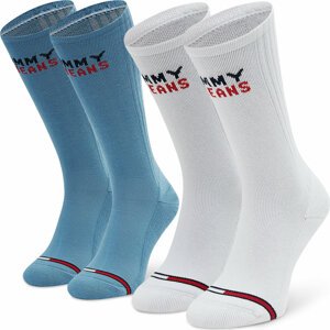 Sada 2 párů vysokých ponožek unisex Tommy Jeans 701218957 Blue 004
