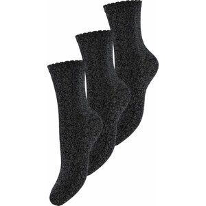Sada 3 párů dámských vysokých ponožek Pieces Sebby 17114641 Black