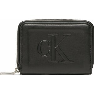 Malá dámská peněženka Calvin Klein Jeans Sculpted Med Zip Around Pipping K60K610353 BDS