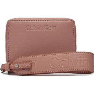 Velká dámská peněženka Calvin Klein Gracie Wallet W/Strap Md K60K611387 Ash Rose VB8