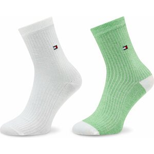 Sada 2 párů dámských vysokých ponožek Tommy Hilfiger 701222646 Light Green 004
