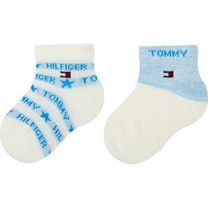 Sada 2 párů dětských vysokých ponožek Tommy Hilfiger 701222672 Sky Blue 003