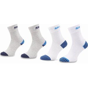 Sada 4 párů dětských vysokých ponožek Skechers SK41092 White Mix 1001
